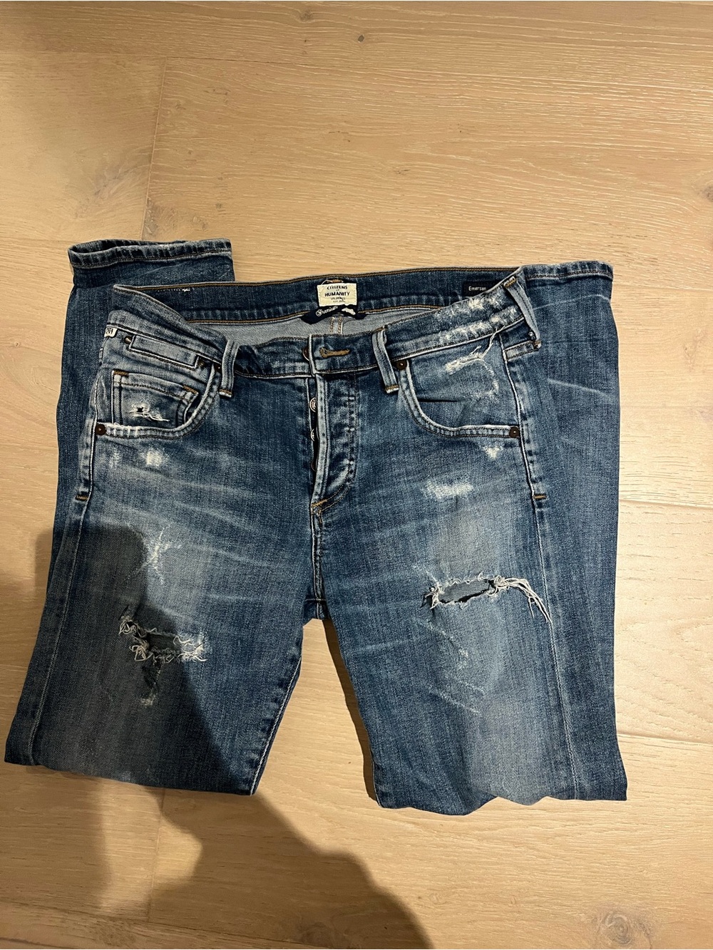 Citizens Of Humanity Distressed Light-Medium Blue Jeans